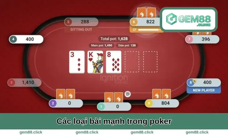 Các loại bài mạnh trong poker